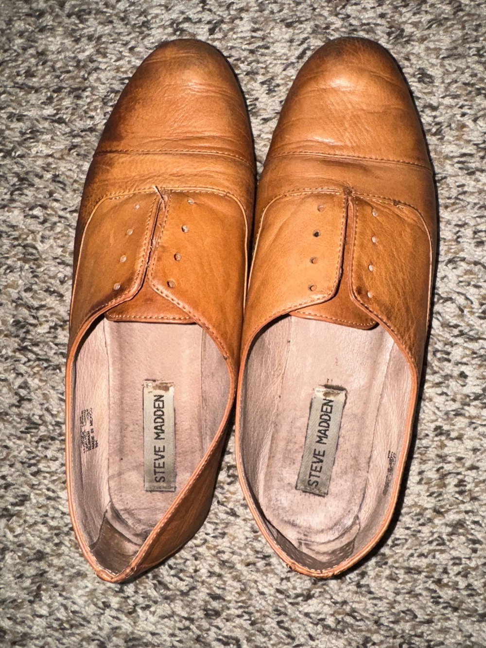 Steve Madden Leather Laceless Oxford Slip On Shoes